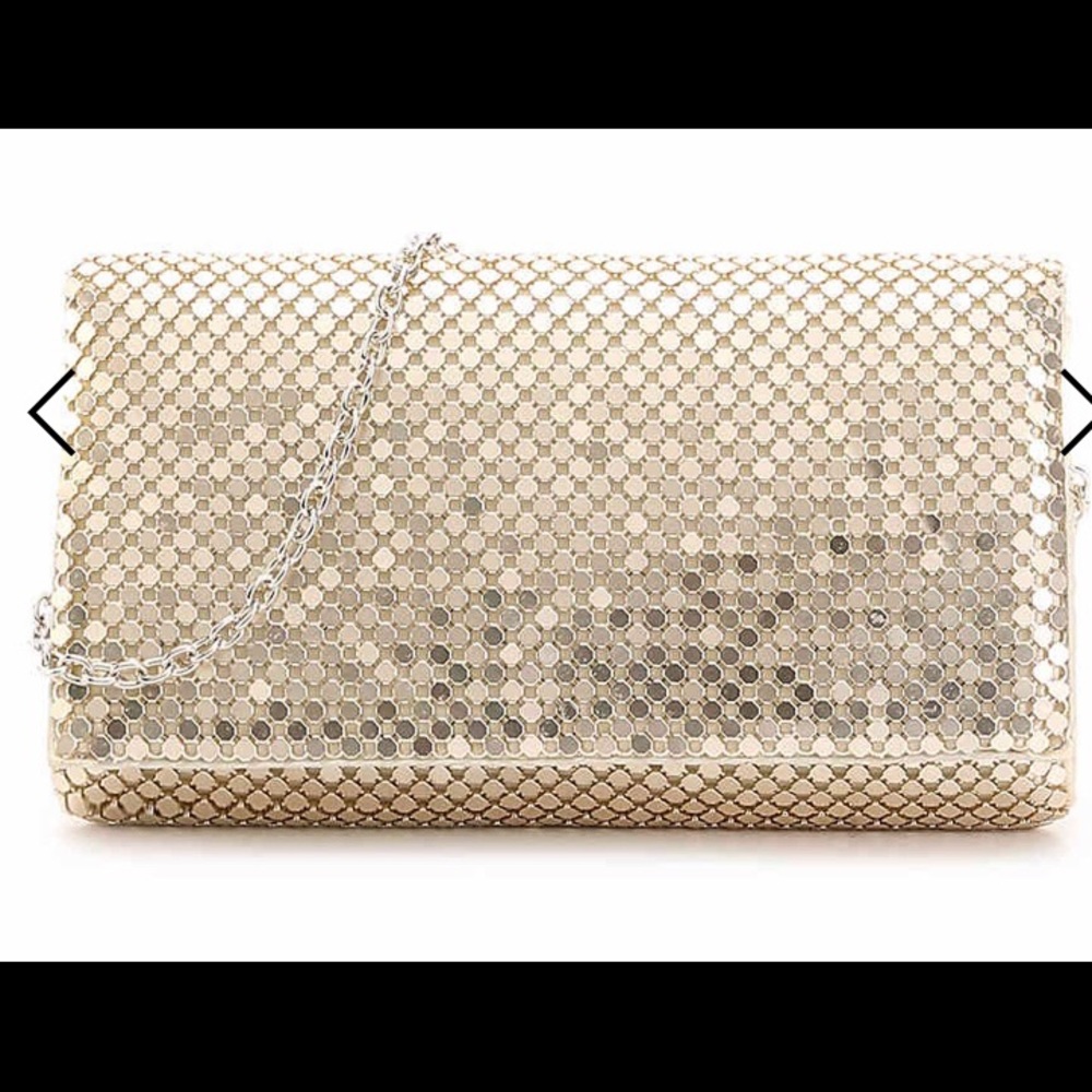 Jessica McClintock Light Gold Mesh Roll Clutch